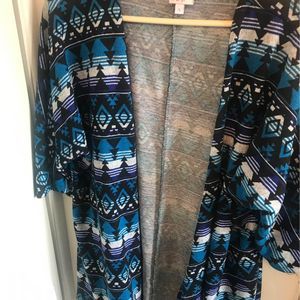 Women’s Blue black Lularoe open cardigan Aztec design size S small